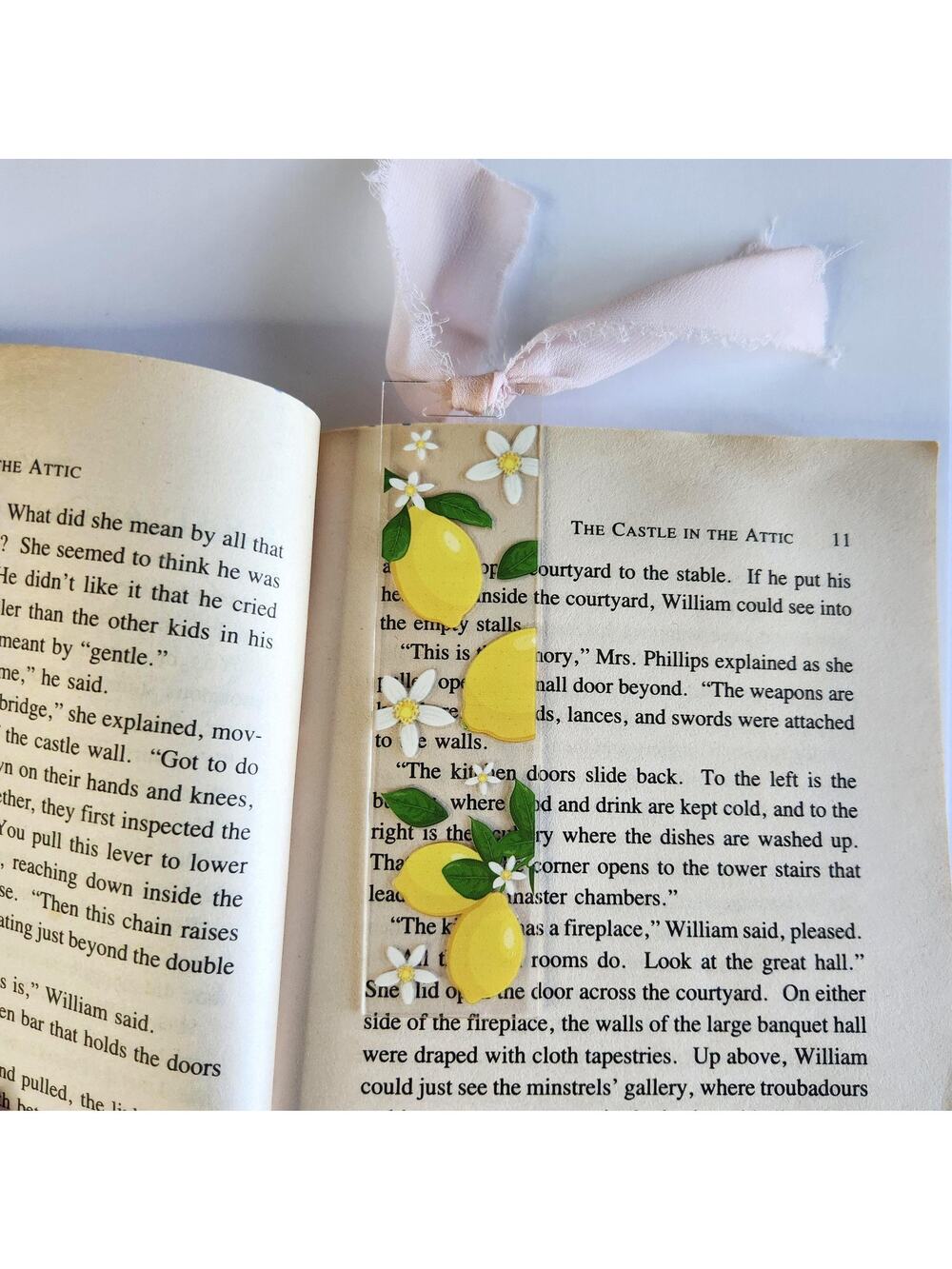 Lemon Fruit Print Bookmark Pink Yellow Cutesy Coquette Bookish Gift For Her